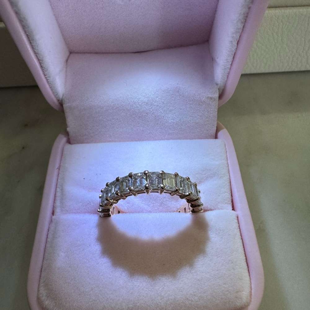 Natural Emerald-Cut Diamond Eternity Band in Rose Gold